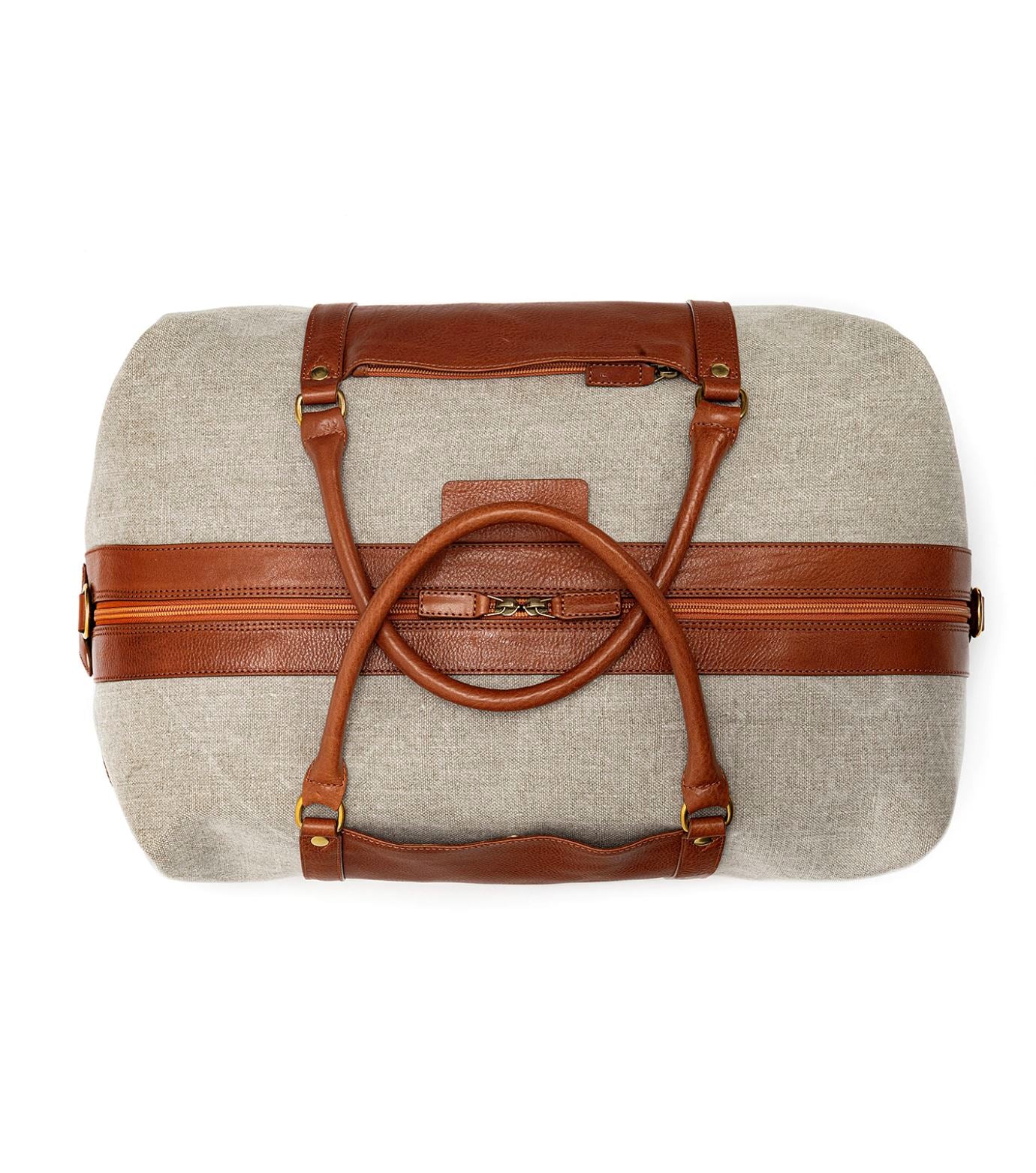 Canvas Duffle Bag - Cognac/Elfenbein Schuhe Atelier Treger