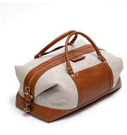 Canvas Duffle Bag - Cognac/Elfenbein Schuhe Atelier Treger