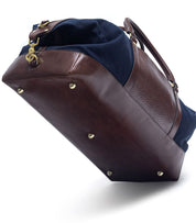 Canvas Duffle Bag - Dunkelbraun/Marineblau Schuhe Atelier Treger
