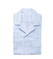 Herren Pyjama mit langen Ärmeln + langer Hose - Blau/Weiss gestreift Atelier Treger