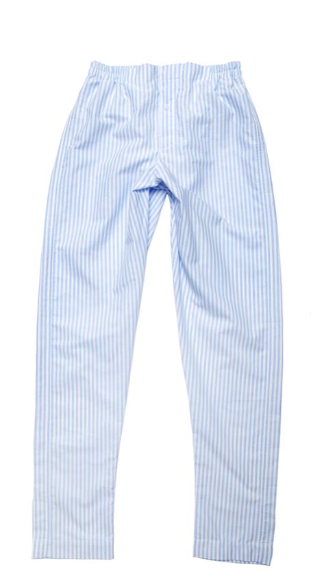 Herren Pyjama mit langen Ärmeln + langer Hose - Blau/Weiss gestreift Atelier Treger