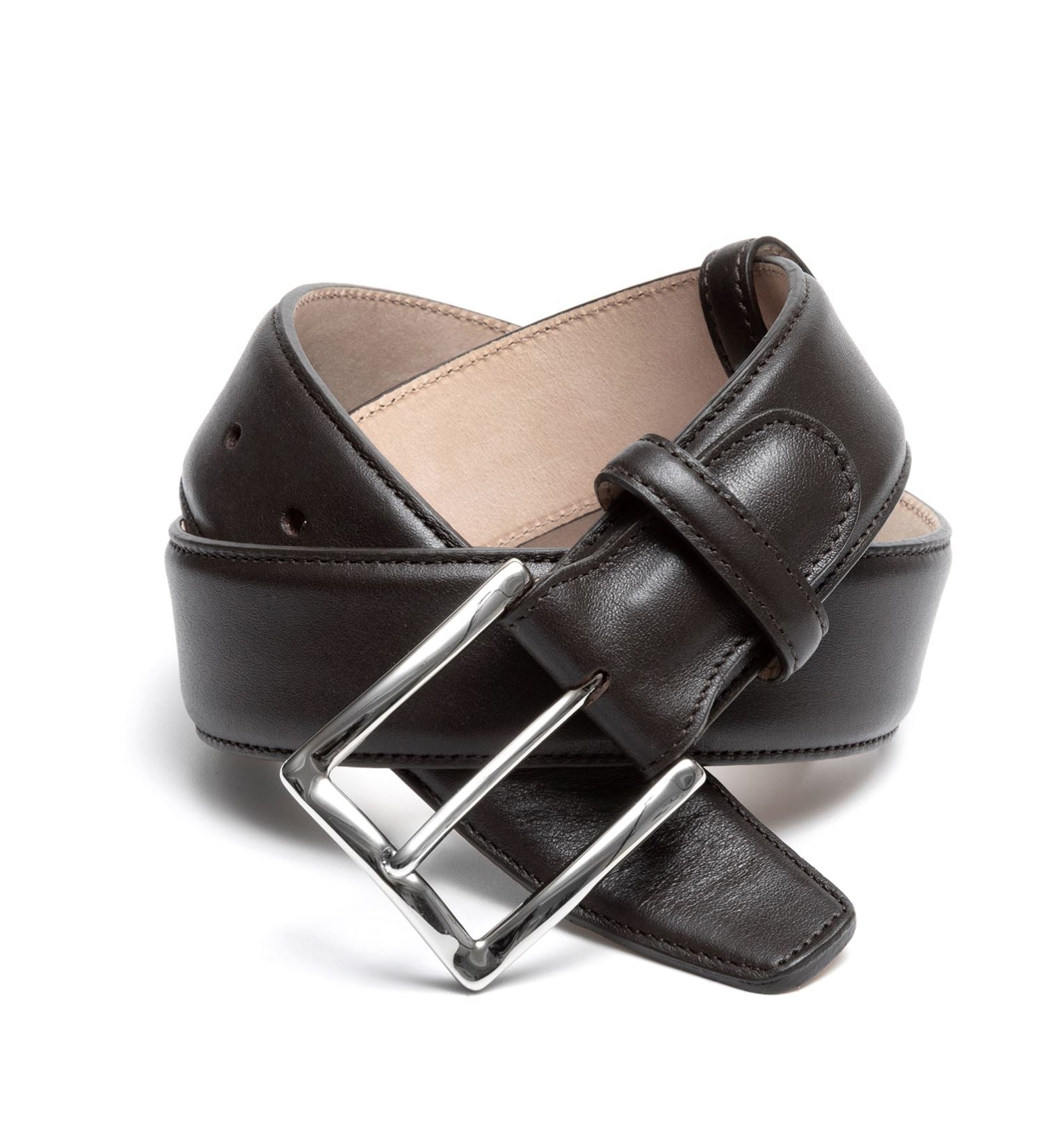 Herrengürtel aus Wildleder, Chromschnalle - Dunkelbraun Schuhe Atelier Treger
