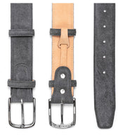 Herrengürtel aus Wildleder, Chromschnalle - Grau Schuhe Atelier Treger