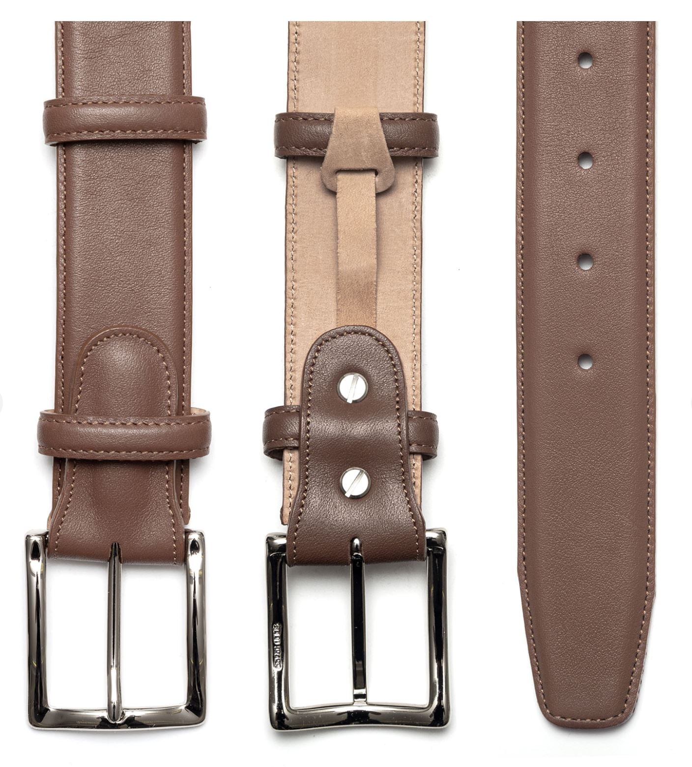 Ledergürtel mit Chrom Schnalle - Cognac Schuhe Atelier Treger