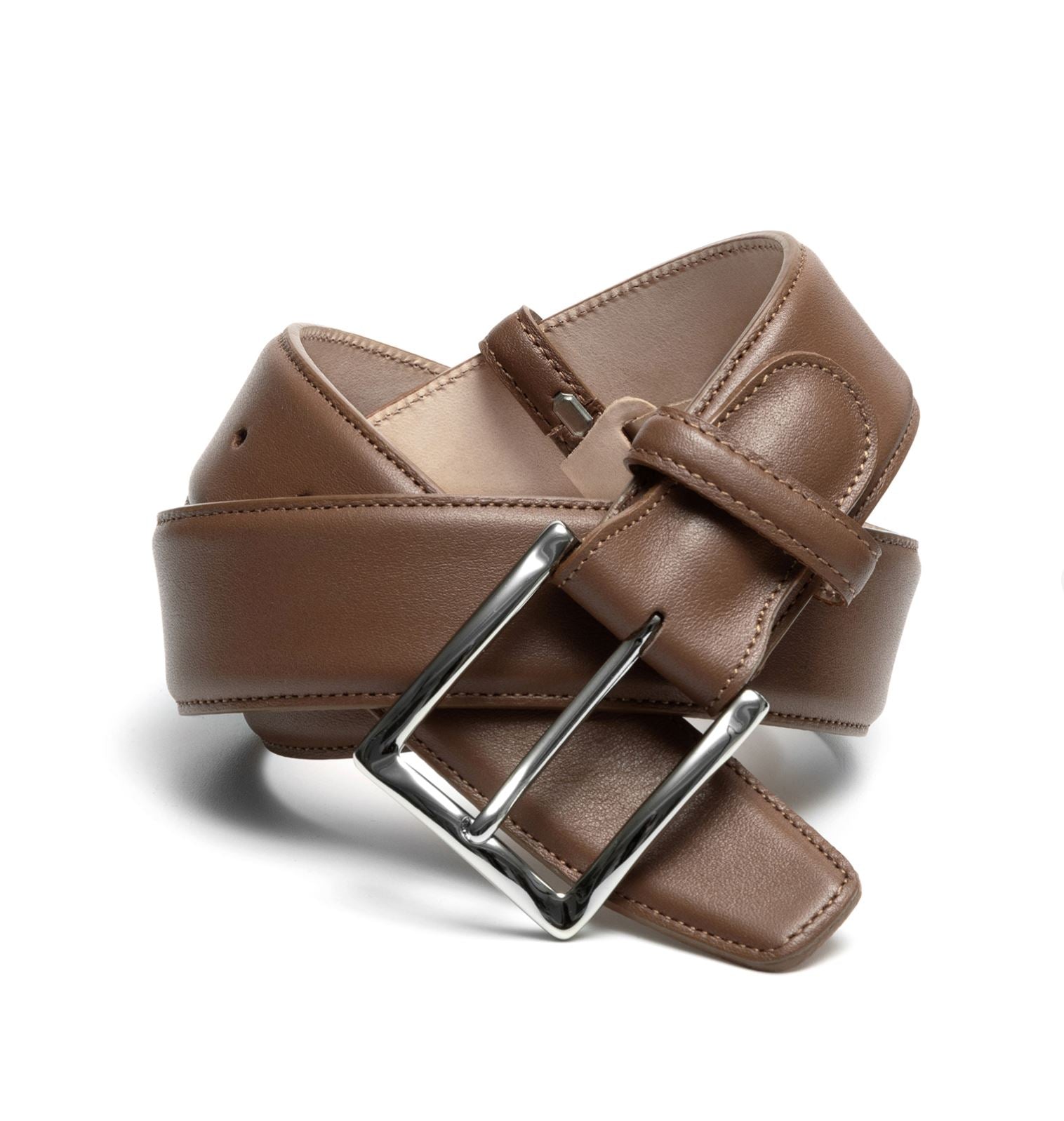 Ledergürtel mit Chrom Schnalle - Cognac Schuhe Atelier Treger
