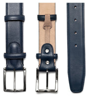 Ledergürtel mit Chrom Schnalle - Marineblau Schuhe Atelier Treger
