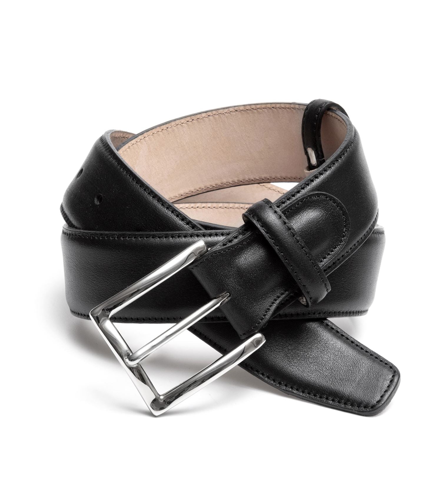 Ledergürtel mit Chrom Schnalle - Schwarz Schuhe Atelier Treger