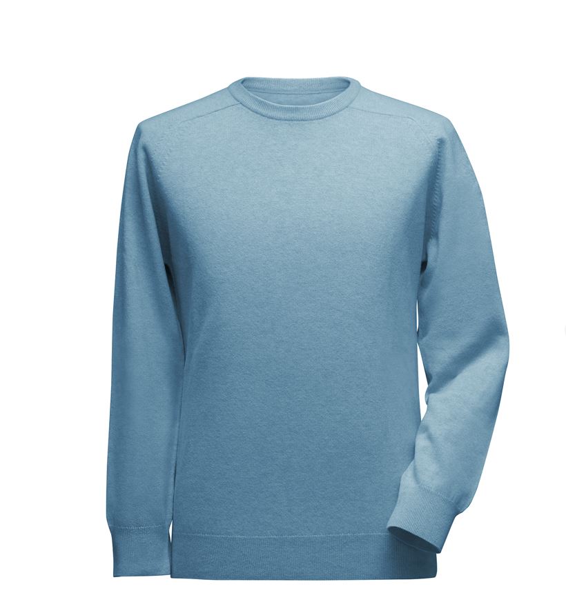 Pullover aus Lammwolle mit Sattelärmeln - Hellblau Atelier Treger