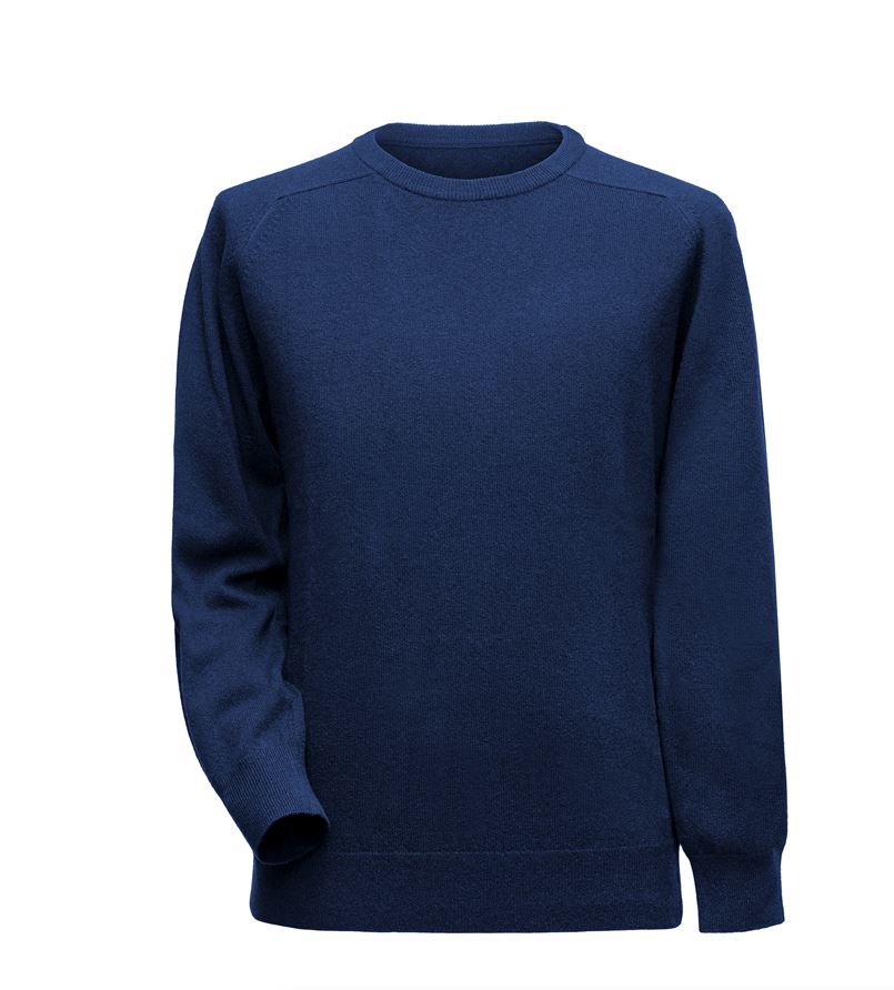 Pullover aus Lammwolle mit Sattelärmeln - Marineblau Atelier Treger