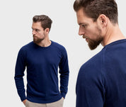 Pullover aus Lammwolle mit Sattelärmeln - Marineblau Atelier Treger