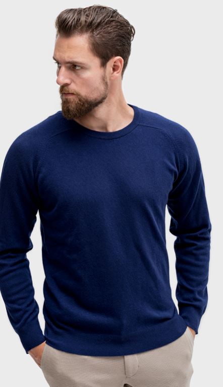 Pullover aus Lammwolle mit Sattelärmeln - Marineblau Atelier Treger