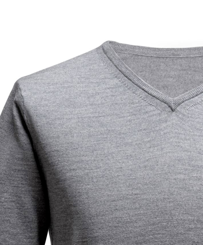 Pullover mit V-Ausschnitt - Hellgrau Atelier Treger