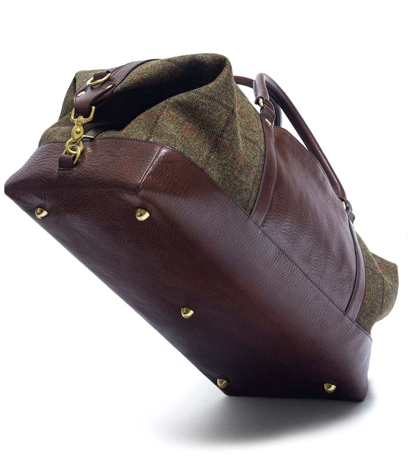Tweed Duffle Bag - Dunkelbraun / Grün Tweed Schuhe Atelier Treger