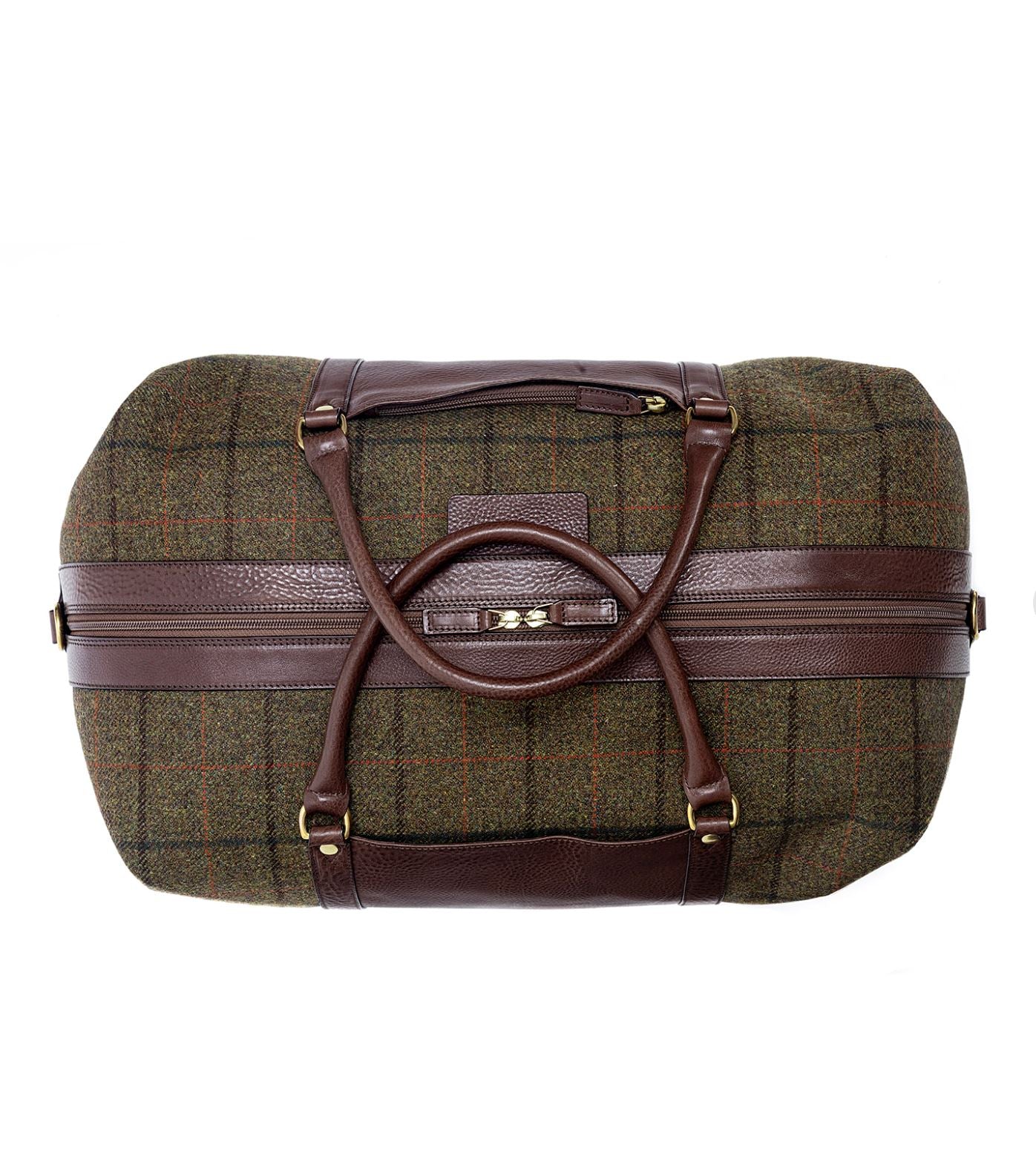 Tweed Duffle Bag - Dunkelbraun / Grün Tweed Schuhe Atelier Treger