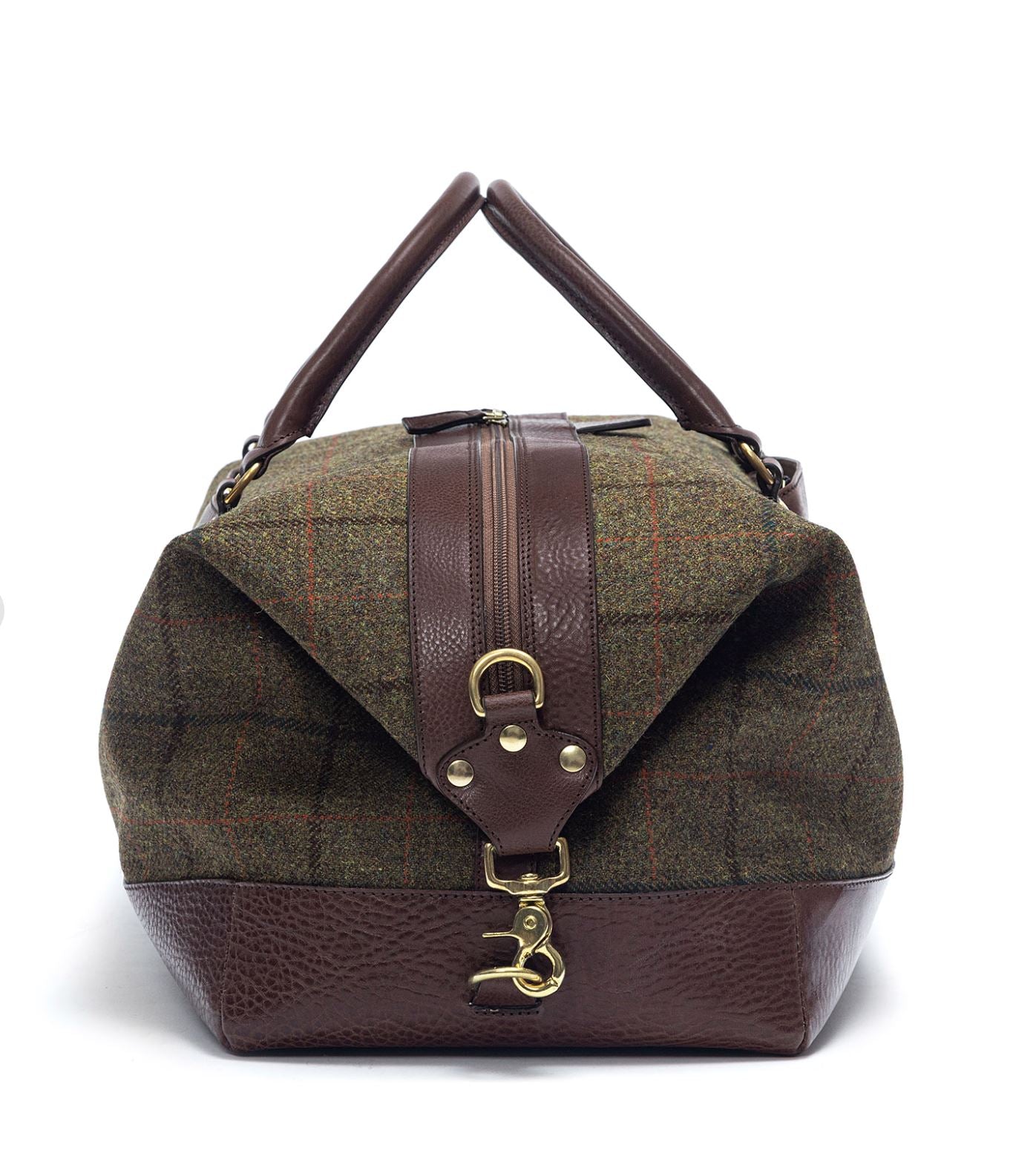 Tweed Duffle Bag - Dunkelbraun / Grün Tweed Schuhe Atelier Treger