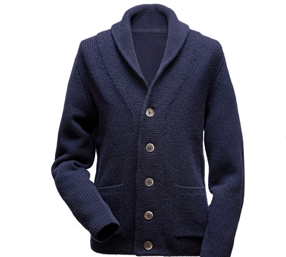 Borélio's Cardigan mit Schalkragen dunkelblau Atelier Treger 