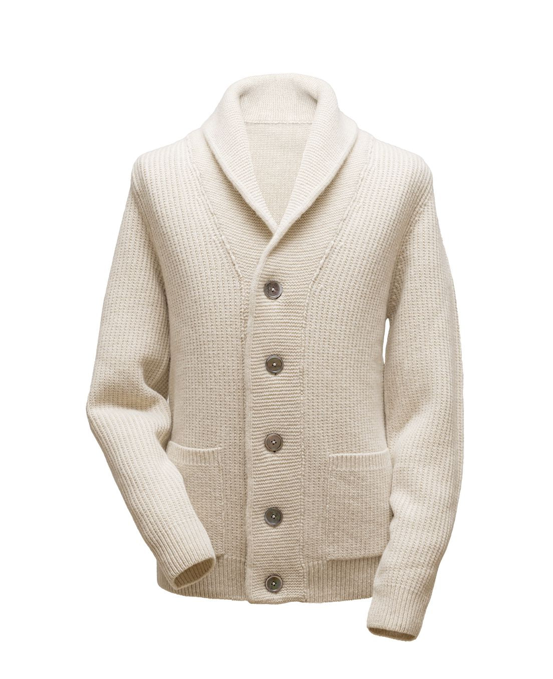 Borélio's Cardigan mit Schalkragen Elfenbein Atelier Treger 