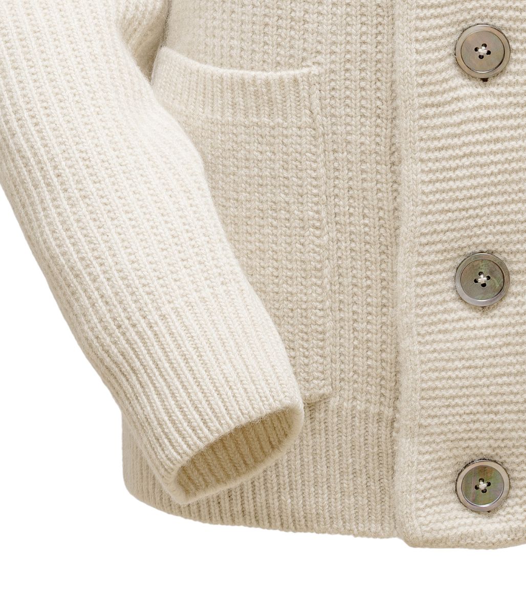 Borélio's Cardigan mit Schalkragen Elfenbein Atelier Treger 