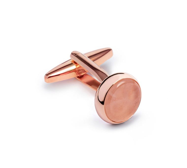 Manschettenknöpfe Roségold, Rosenquarzstein Manschettenknöpfe Atelier Treger Rose 
