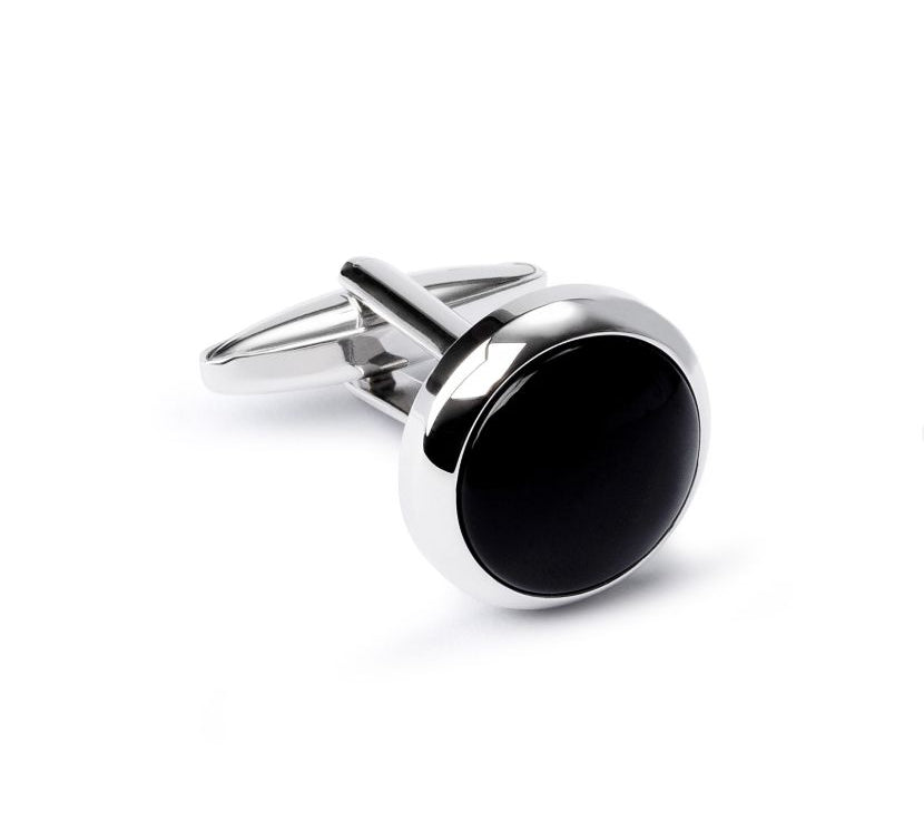 Manschettenknöpfe, runder Cabochon Black Onyx Manschettenknöpfe Atelier Treger 