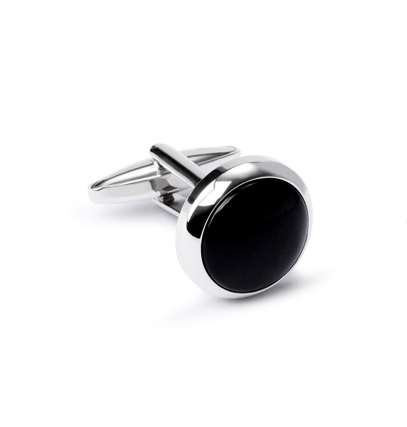 Manschettenknöpfe, runder Cabochon Black Onyx Manschettenknöpfe Atelier Treger 