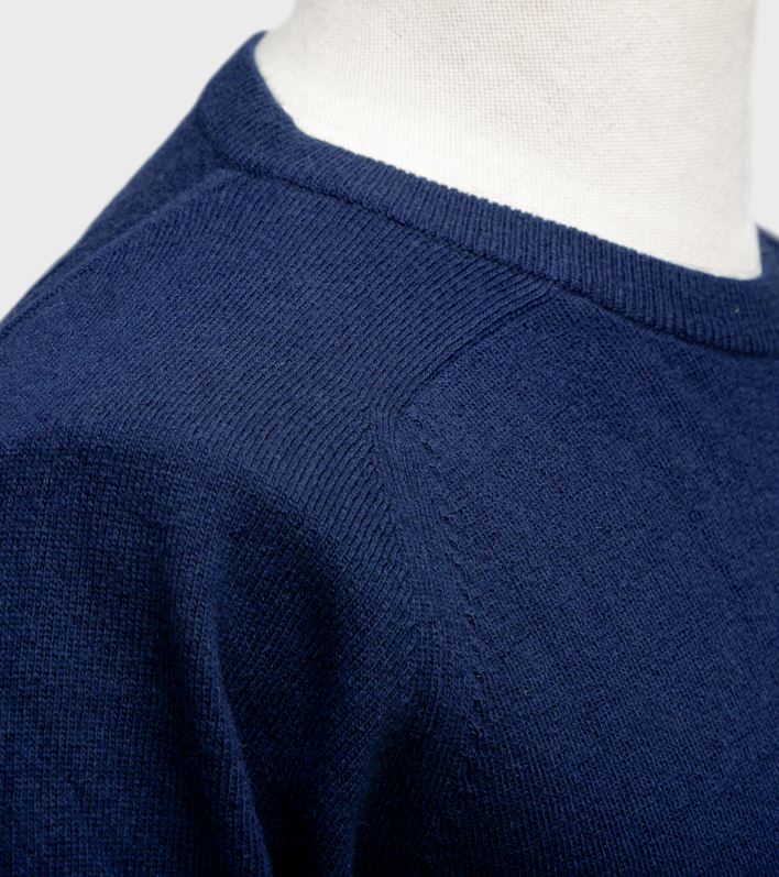 Pullover aus Lammwolle mit Sattelärmeln - Marineblau Atelier Treger 
