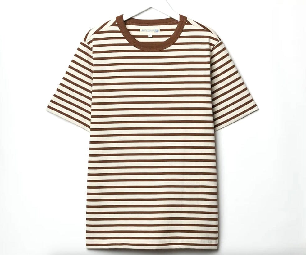 Shirt kurzarm - gestreift braun/weiss 2m14 Atelier Treger 